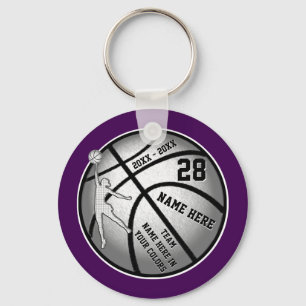 Purple Basketball Gifts for Girls Basketball Team Keychain
