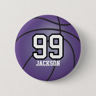 Purple Basketball   Personalize  2 Inch Round Button