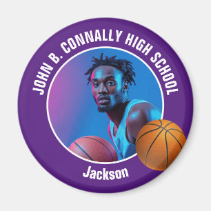 Purple Basketball Player High School Photo Magnet