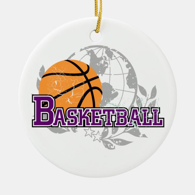 Purple Basketball T-shirts and Gifts Ceramic Ornament (Front)