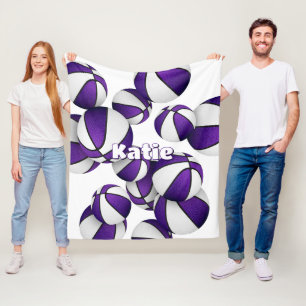 purple basketball team colors kids sports decor fleece blanket