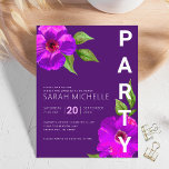 Purple Bat Mitzvah Floral Watercolor Bold Modern Enclosure Card<br><div class="desc">Be proud, rejoice and celebrate this milestone of your favourite Bat Mitzvah with this sophisticated, personalized insert with additional information to your event! A chic, stunning, purple pink floral watercolor with simple, modern san serif type overlays a dark purple plum background. Personalize the custom text with your Bat Mitzvah’s name,...</div>