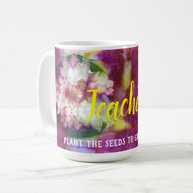Purple batik Teachers mug (Front Left)