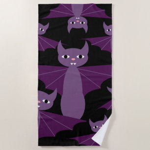 Purple Bats Beach Towel