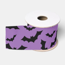 Purple Bats Pattern, Halloween Flying Bats Design
