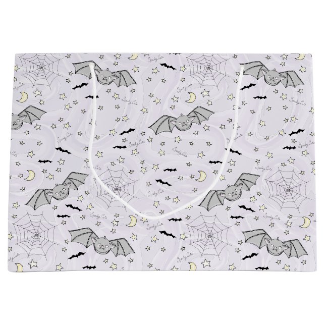 Purple Bats Spooky Cute Gender Neutral Large Gift Bag (Front)