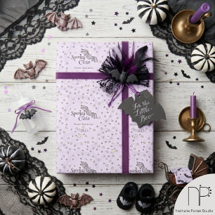 Purple Batty, Stars & Moons Spooky Cute Wrapping Paper