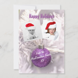 Purple bauble photo template Christmas holidays