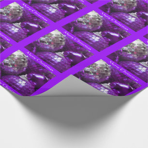 Purple Baubles Merry Christmas wrapping paper