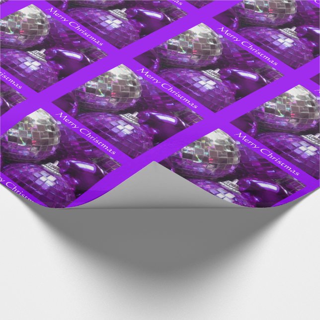 Purple Baubles Merry Christmas wrapping paper (Corner)