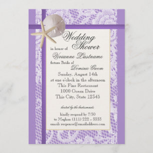 Purple Beach Bridal Shower Invitation