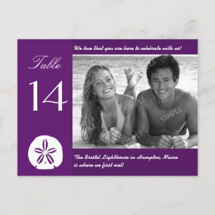 Purple Beach Mariage Photo Numéro de tableau Carte