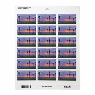 Purple Beach Sunset Label