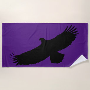 Purple Beach Towel with Flying Eagle Choose Colour