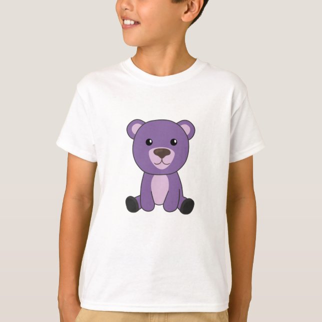 Purple Bear Colourful Bears Cute Animals Bears T-Shirt (Front)
