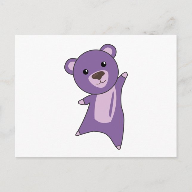 Purple Bear Colourful Bears Cute Animals Postcard (Front)