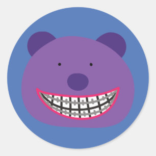 Purple Bear Wearing Braces Orthodontist Classic Round Sticker