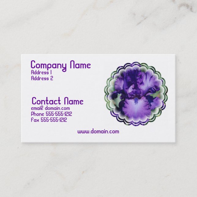 Purple Bearded Iris Business Card (Front)