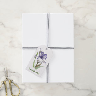Purple Bearded Iris Floral Botanical Art Gift Tags