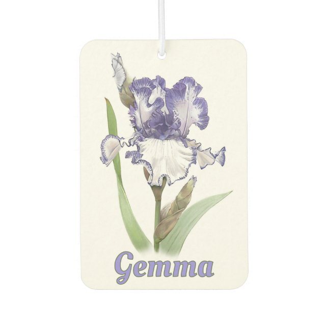 Purple Bearded Iris Flower Personalized  Air Freshener (Front)