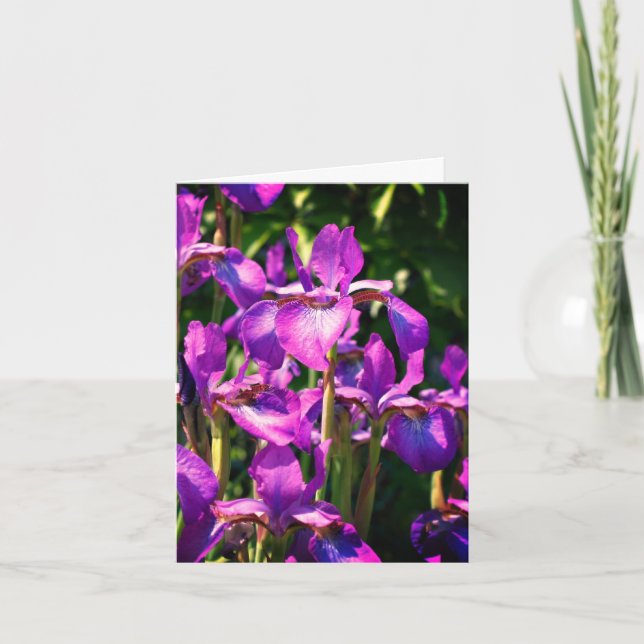 Purple Bearded Iris Flowers Customizable Note Card (Front)