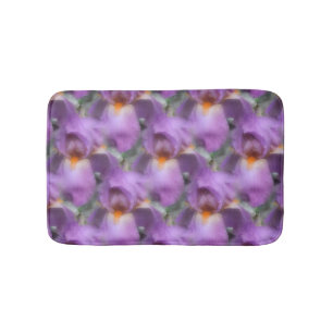 Purple Bearded Iris Flowers Nature Pattern Bath Mat