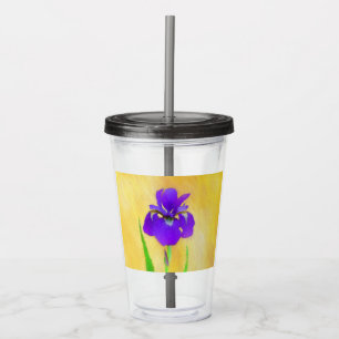 Purple Bearded Iris Painting - Cute Original Dog A Acrylic Tumbler
