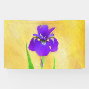 Purple Bearded Iris Painting - Cute Original Dog A Banner