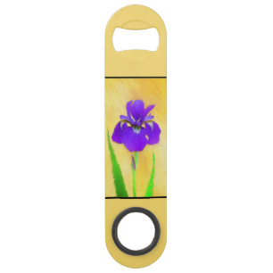 Purple Bearded Iris Painting - Cute Original Dog A Bar Key