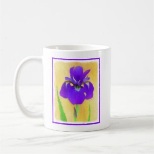 Purple Bearded Iris Painting - Cute Original Dog A Coffee Mug