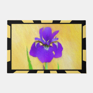 Purple Bearded Iris Painting - Cute Original Dog A Doormat