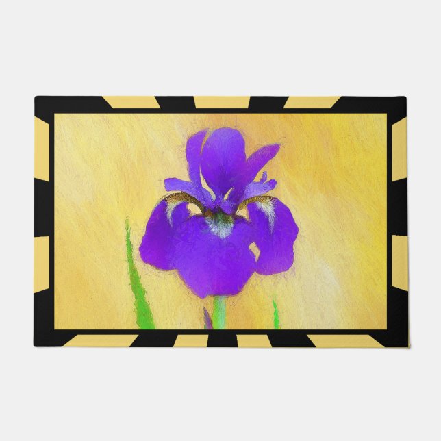Purple Bearded Iris Painting - Cute Original Dog A Doormat (Front)