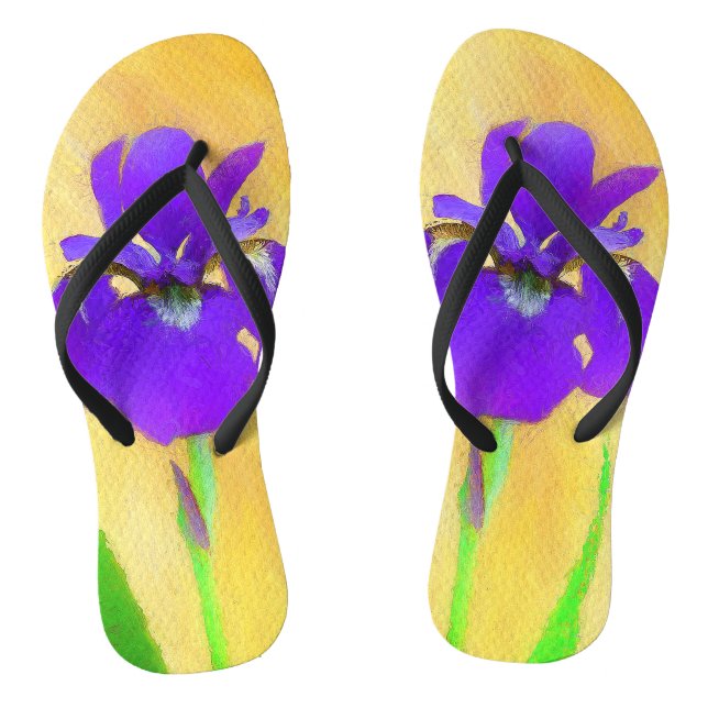 Purple Bearded Iris Painting - Cute Original Dog A Flip Flops (Footbed)