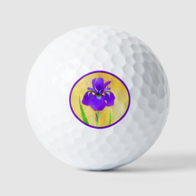 Purple Bearded Iris Painting - Cute Original Dog A Golf Balls (Front)