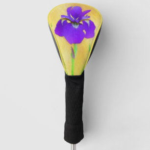 Purple Bearded Iris Painting - Cute Original Dog A Golf Head Cover