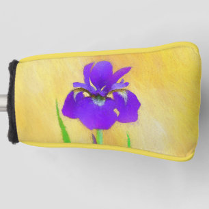 Purple Bearded Iris Painting - Cute Original Dog A Golf Head Cover