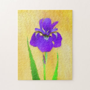 Purple Bearded Iris Painting - Cute Original Dog A Jigsaw Puzzle