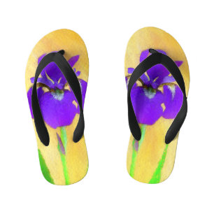 Purple Bearded Iris Painting - Cute Original Dog A Kid's Flip Flops