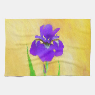 Purple Bearded Iris Painting - Cute Original Dog A Kitchen Towel