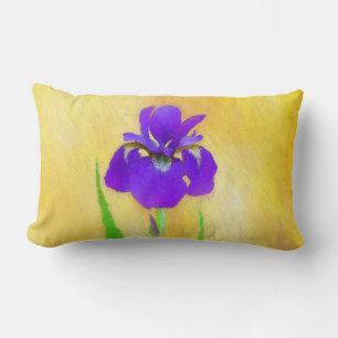 Purple Bearded Iris Painting - Cute Original Dog A Lumbar Pillow