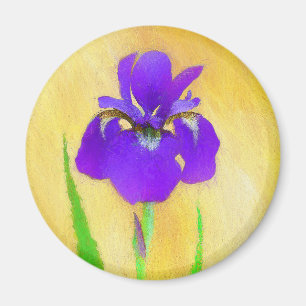 Purple Bearded Iris Painting - Cute Original Dog A Magnet