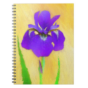 Purple Bearded Iris Painting - Cute Original Dog A Notebook