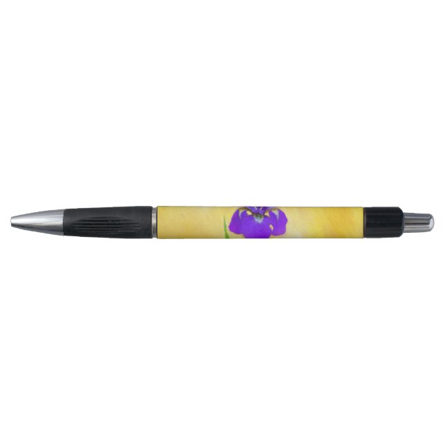 Purple Bearded Iris Painting - Cute Original Dog A Pen (Front)