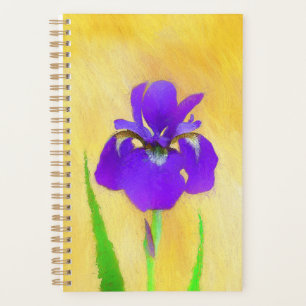Purple Bearded Iris Painting - Cute Original Dog A Planner