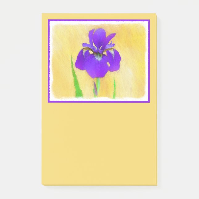 Purple Bearded Iris Painting - Cute Original Dog A Post-it Notes (Front)