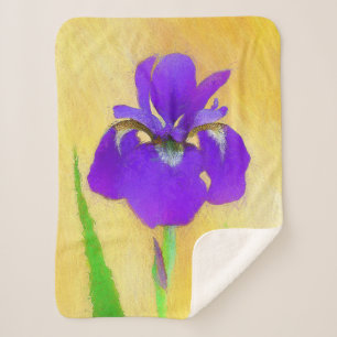 Purple Bearded Iris Painting - Cute Original Dog A Sherpa Blanket
