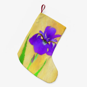 Purple Bearded Iris Painting - Cute Original Dog A Small Christmas Stocking