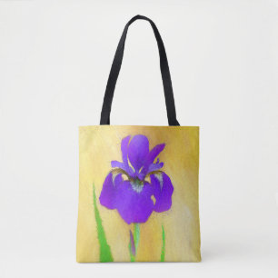 Purple Bearded Iris Painting - Cute Original Dog A Tote Bag