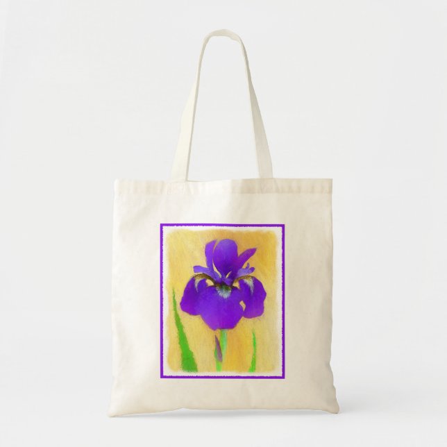 Purple Bearded Iris Painting - Cute Original Dog A Tote Bag (Front)