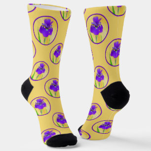 Purple Bearded Iris Painting Original Flower Art Socks